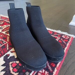 Eileen Fisher Black Knit Ankle Boots